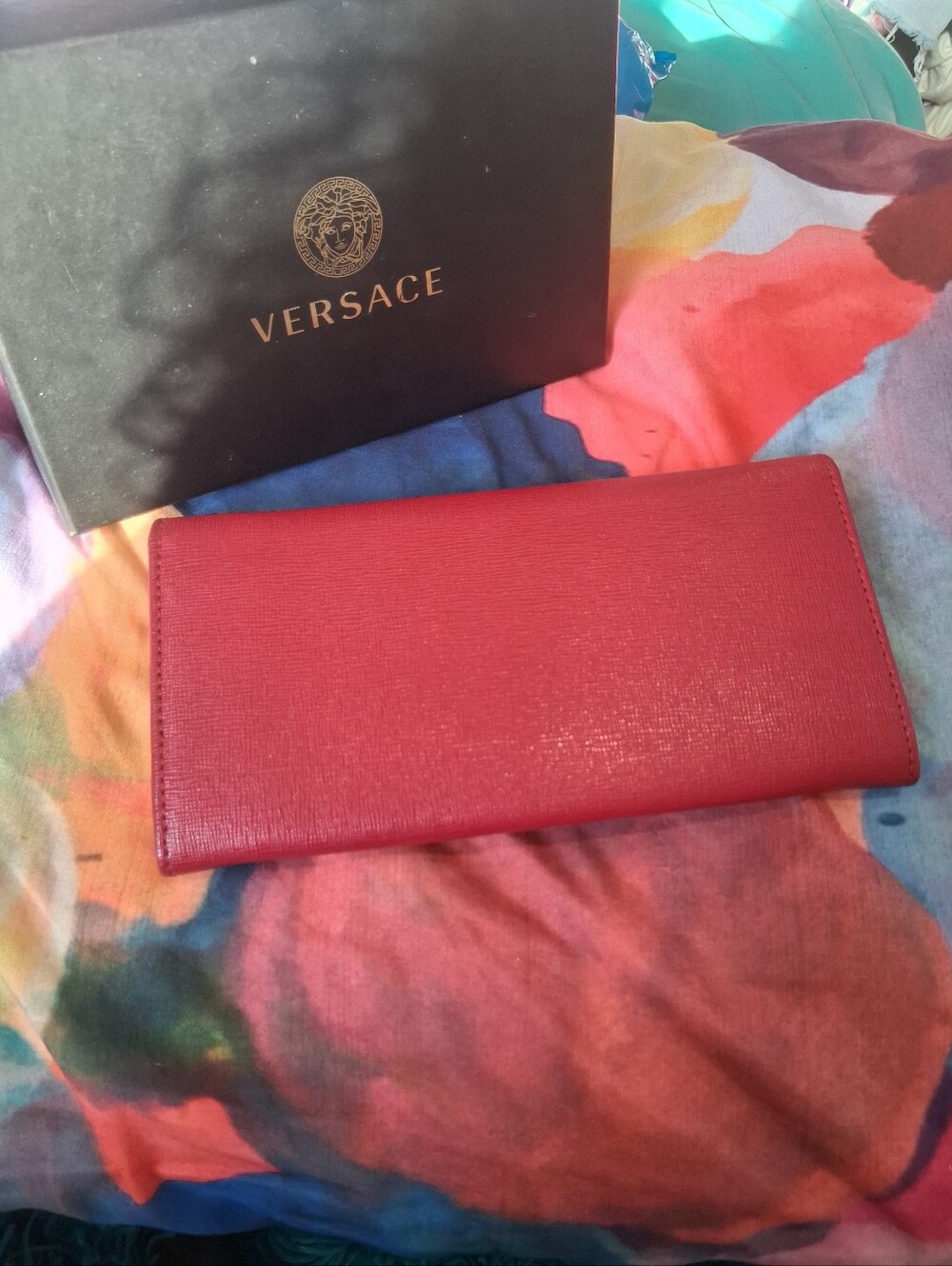 Versace Collection Red Envelope Clutch with Gold Plaque - Picture 3 of 13